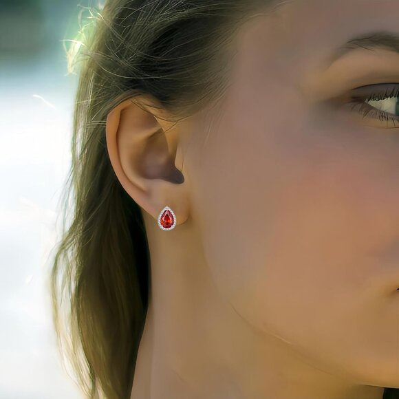 Women's Teardrop Mall Dainty Birthstone Cubic Zirconia Orange Elegant Earring - Picture 3 of 6